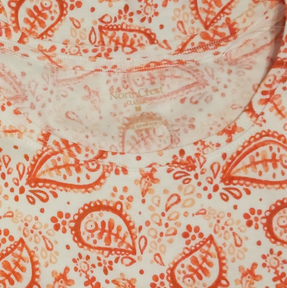 NorthCrest Red and Orange Paisley Tee - Picture 3 of 4